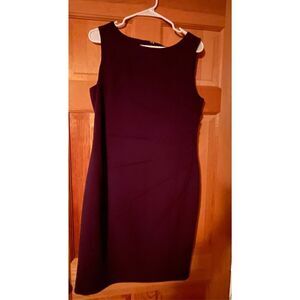 Calvin Klein Sleeveless Seamed Sheath Dress Aubergine Scuba Crepe Size 14
